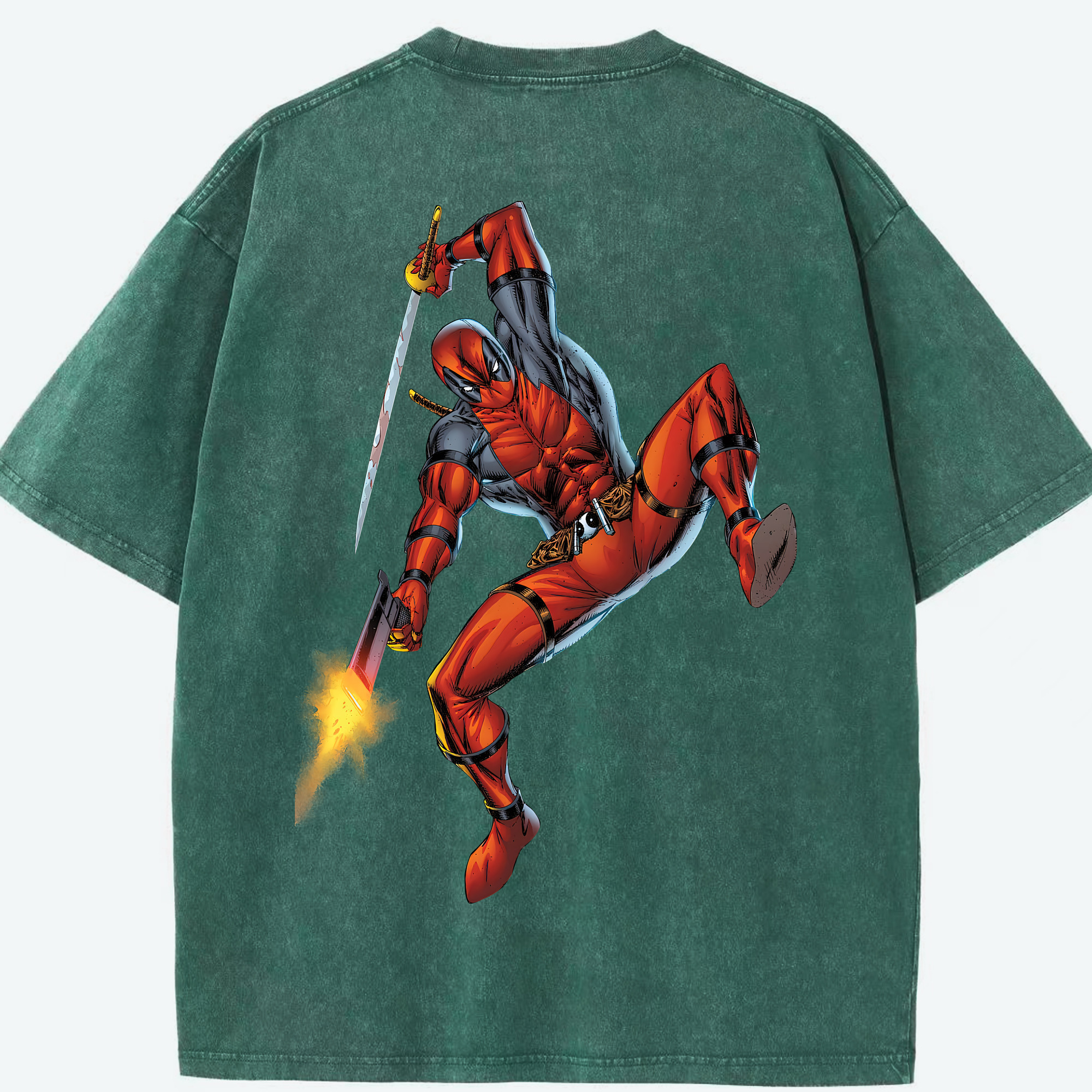 （画像用） Deadpool デッドプール 綿100% ヴィンテージ風 半袖Tシャツ（背面プリント）